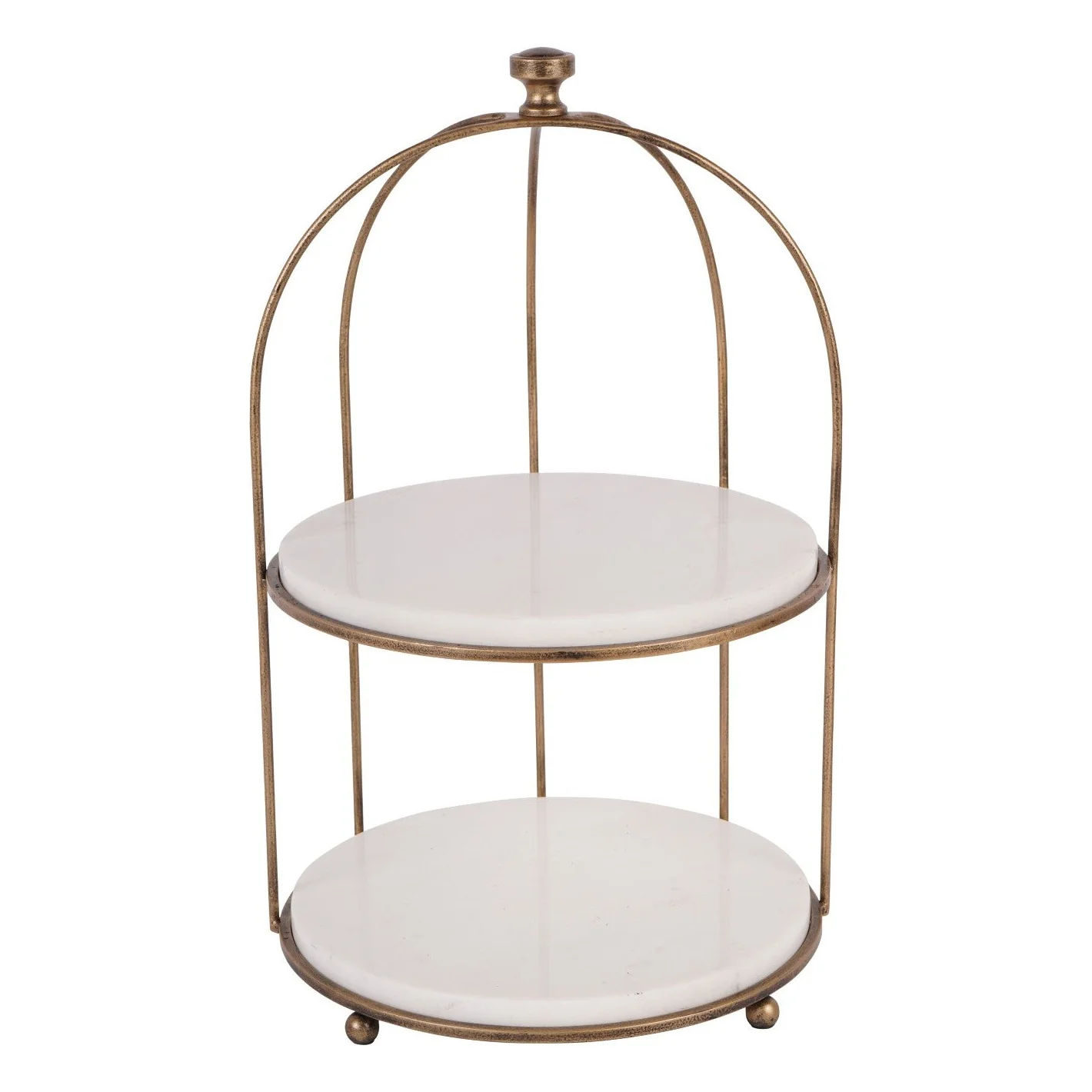 706184 Belvedere Two Tiered Display Stand - Aged Gold - Image 1
